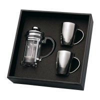 Coffee Plunger & 2 Stainless Steel Mugs